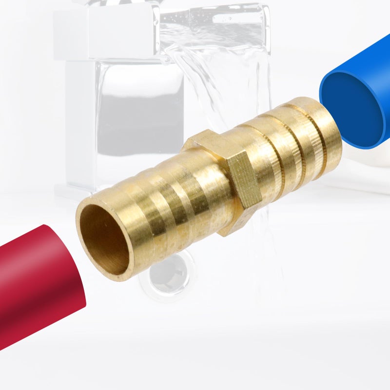 Antrader 10-Pack Straight Coupling Brass Hose Fitting, Barb PEX Pipe Fittings, 1/2" x 1/2" Barb - Image 3